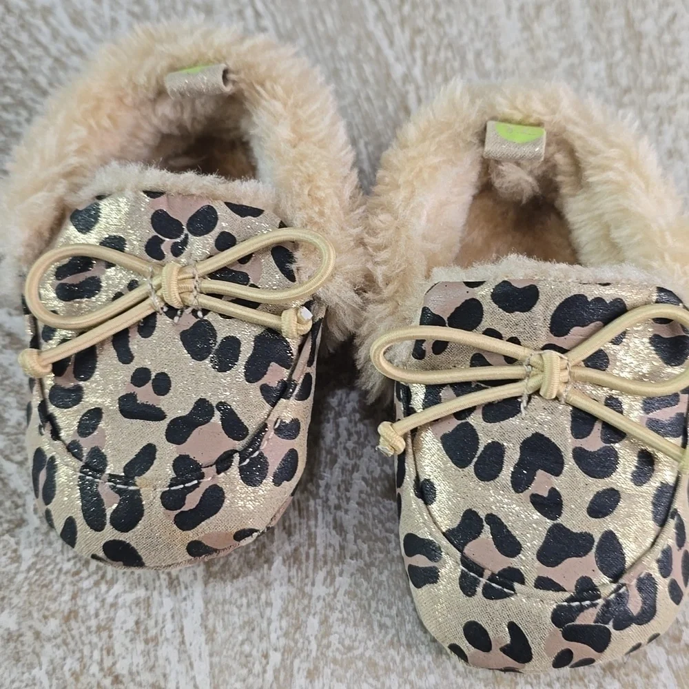 Stepping Stones Baby Leopard Faux Fur Slippers 3/6 months
